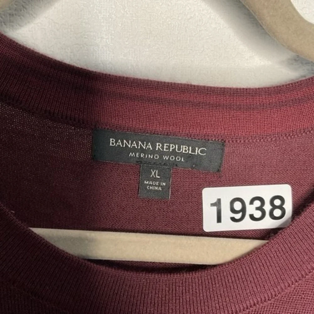 NWOT Banana Republic‎ Maroon CrewNeck Sweater Men XL China Merino Wool